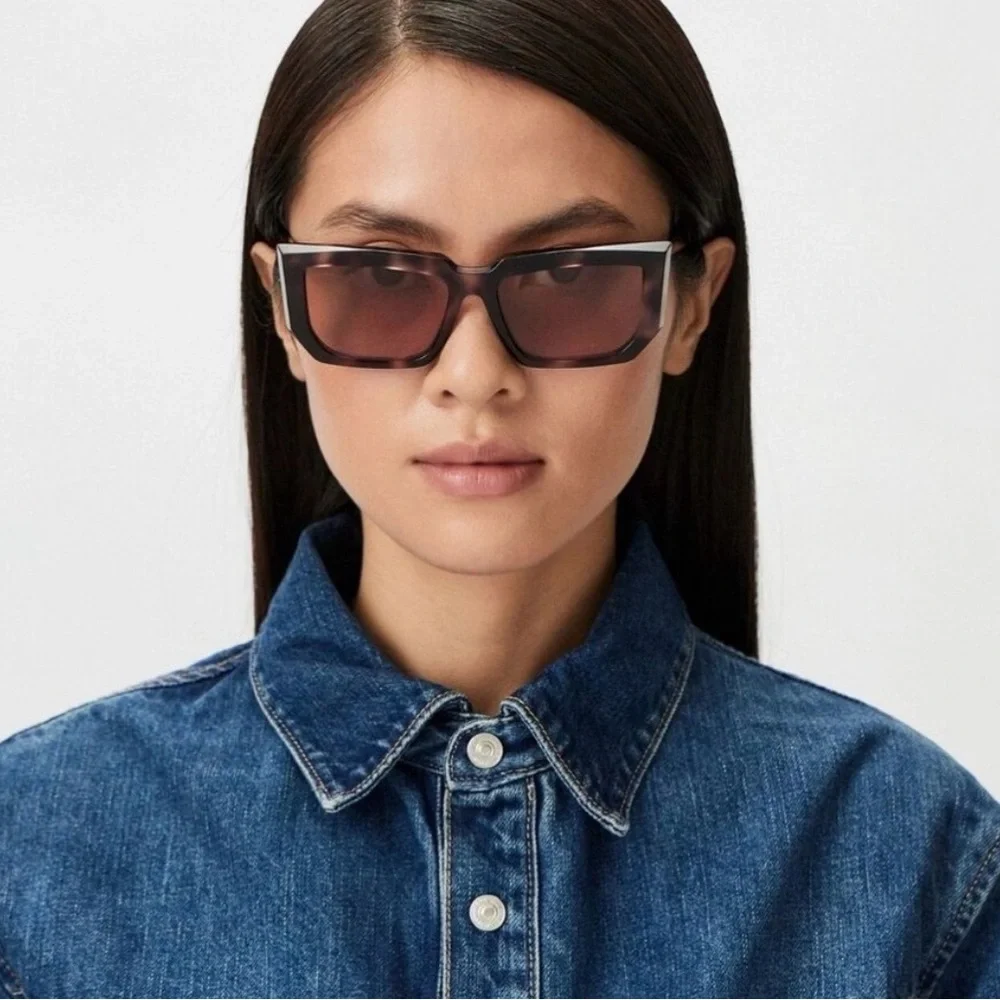 MaxMara Brown Tortoiseshell Rectangular Women's Sunglasses